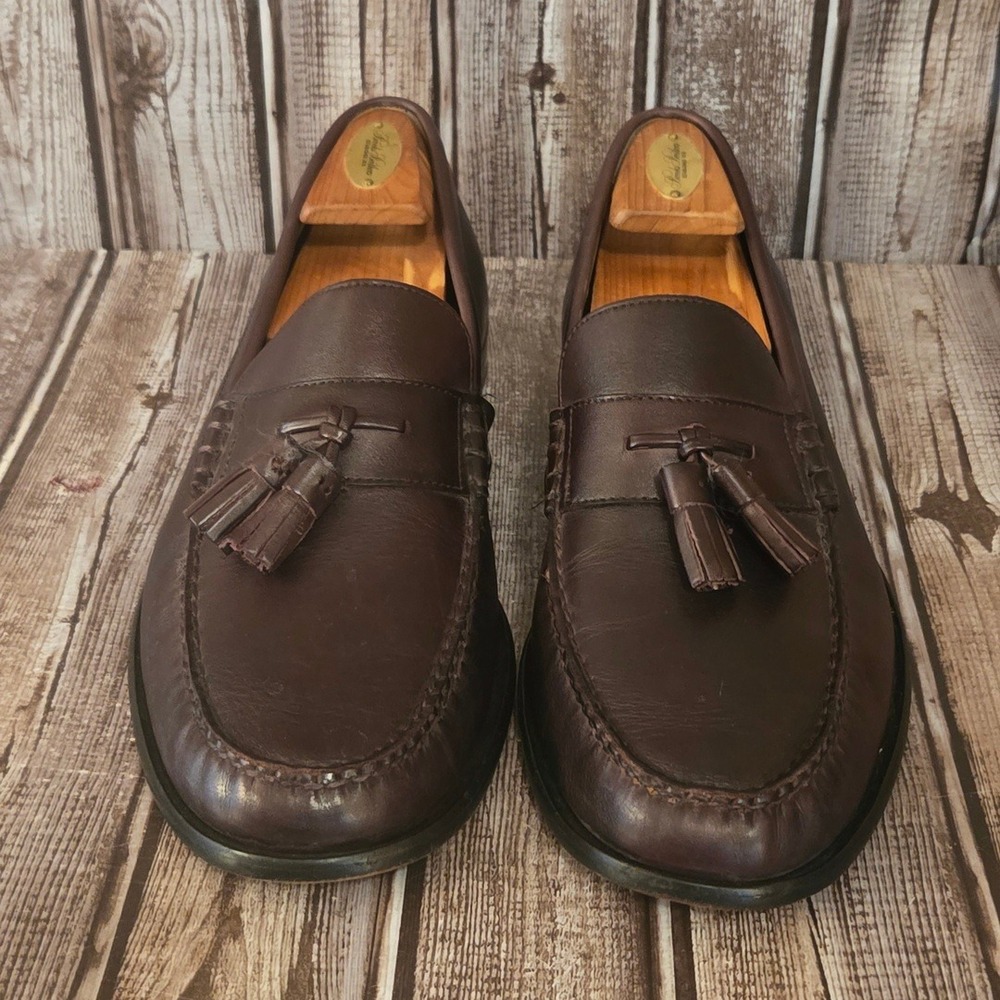 Sz 10 M Mens Cole Haan Pinch Classic Tassel Burgundy Leather Loafers Shoes VGUC